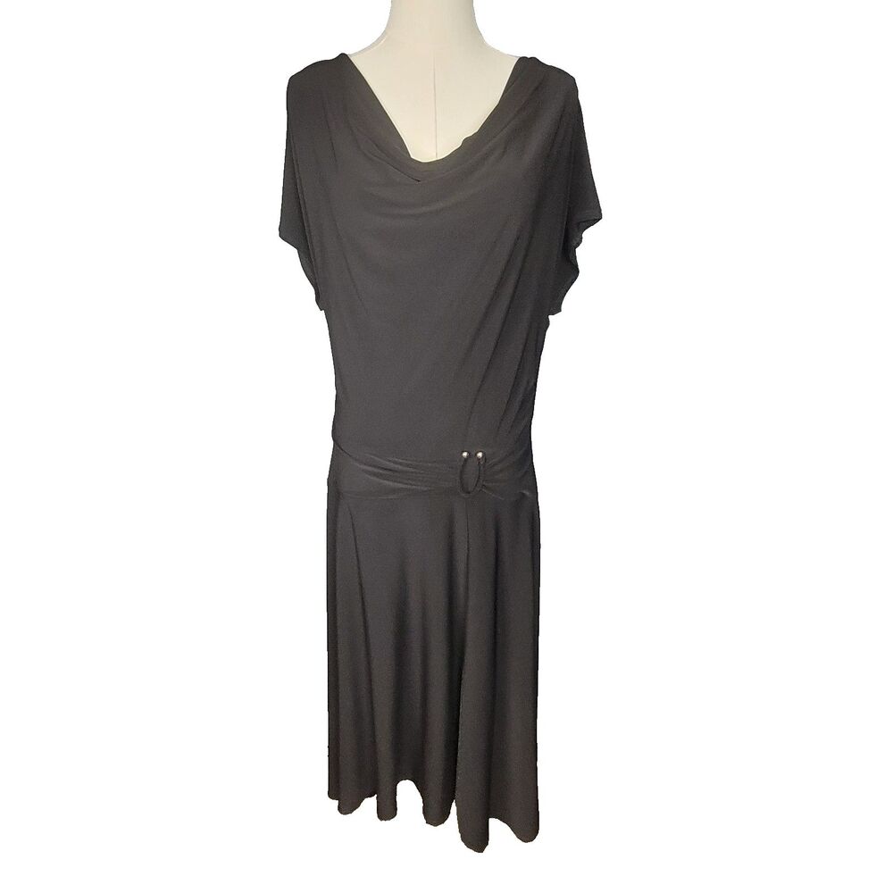 Joseph Ribkoff Black Maxi Dress Size 12 Made in Canada Cowl Neck Dolman Sleeve